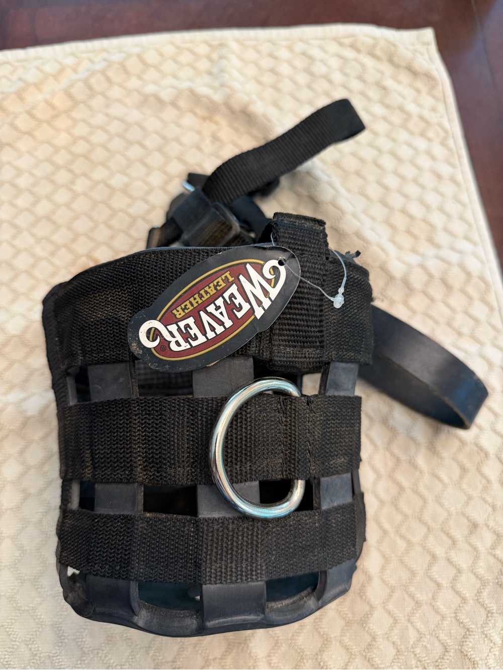 WEAVER leather horse size Black Nylon grazing Muzzle w/ halter